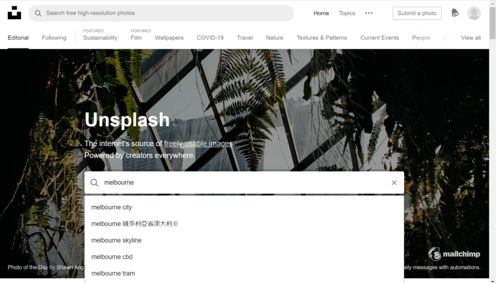 Unsplash | 検索画面